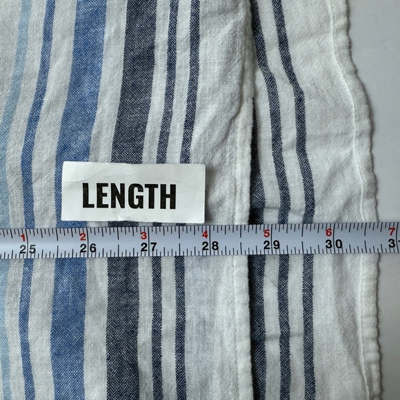 J. JILL Linen Blend Large White Blue Striped Pleated Tunic Top Coastal Beach - Picture 12 of 12